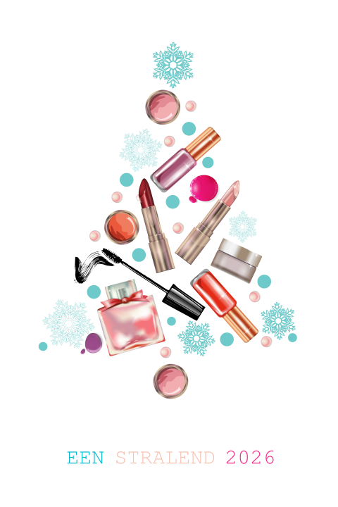 Beauty zakelijke kerstkaart met make up producten